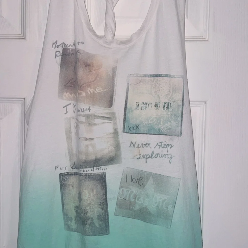 Miss Me White Mint Green Love Life Twisted Back Tank Top - Picture 6 of 11
